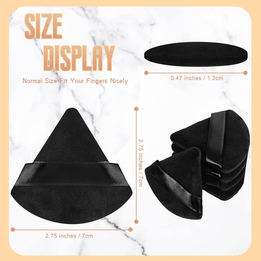 48 Pcs Triangle Velour Makeup Powder Puffs - Black