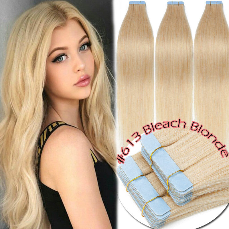 150g Thick Tape-In Human Hair Extensions Full Head Skin Weft Long Highlights