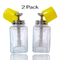 2-Pack Push-Down Pump Glass Dispenser Bottles with Cap – 180ml Empty Alcohol/Remover Bottles