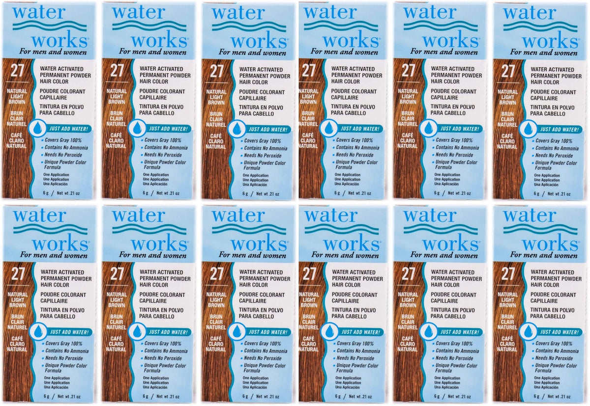 12-Pack Permanent Powder Hair Color Set - Water-Activated, Gray Covering