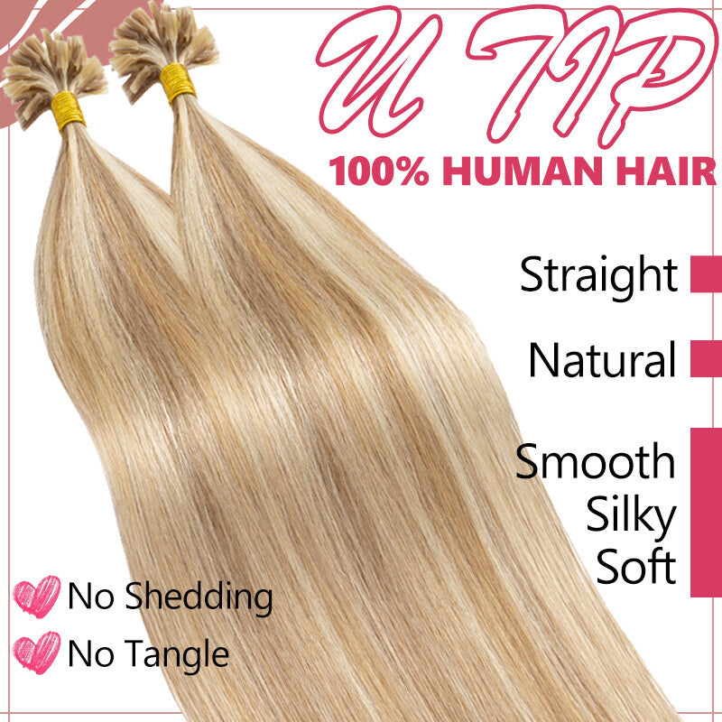 Pre-Bonded Human Hair Extensions U Tip Keratin Hair Extensions - Multiple Lengths & Colors