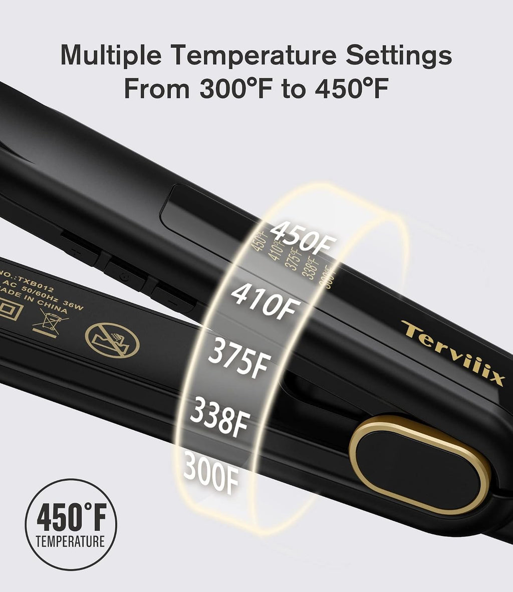 2-in-1 Flat Iron & Curling Iron for Short Hair - 0.5 Inch Ceramic Plates