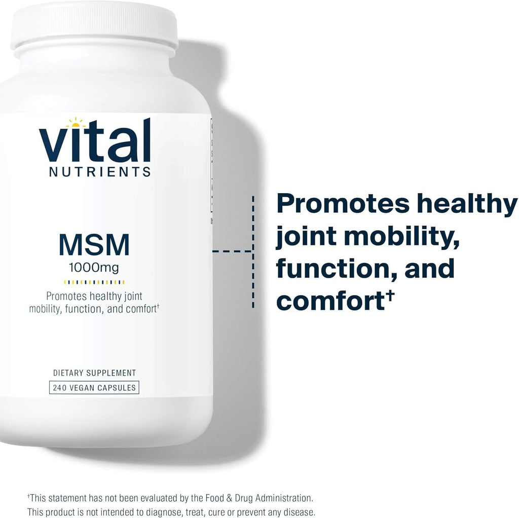 MSM 1000mg Organic Sulfur Capsules for Joint Support - 240 Vegetarian Capsules