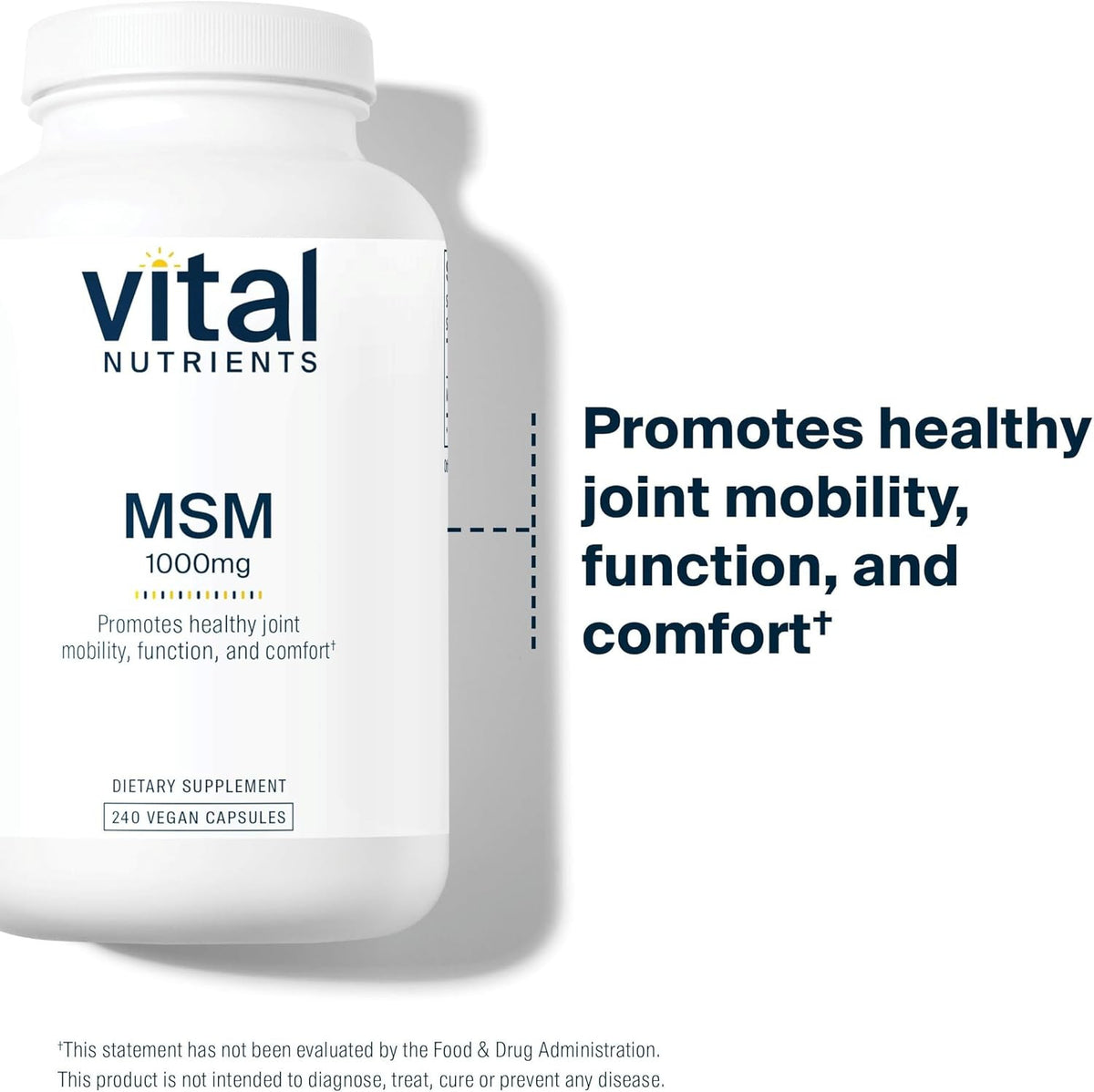 MSM 1000mg Organic Sulfur Capsules for Joint Support - 240 Vegetarian Capsules