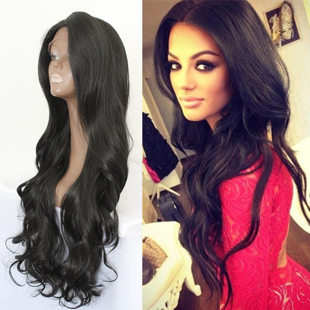 Black Synthetic Lace Front Wig for Women Body Wave Style - 180% Density