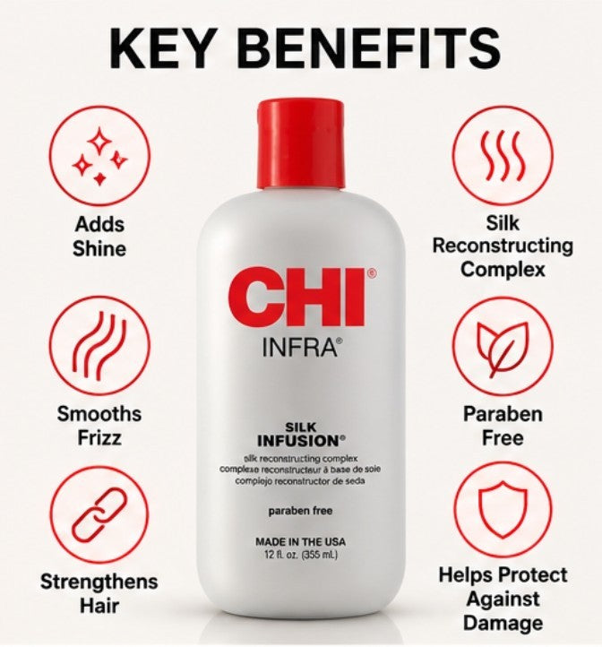 CHI Infra Silk Infusion Leave-In Hair Treatment - Strengthen & Shine - 12 Oz