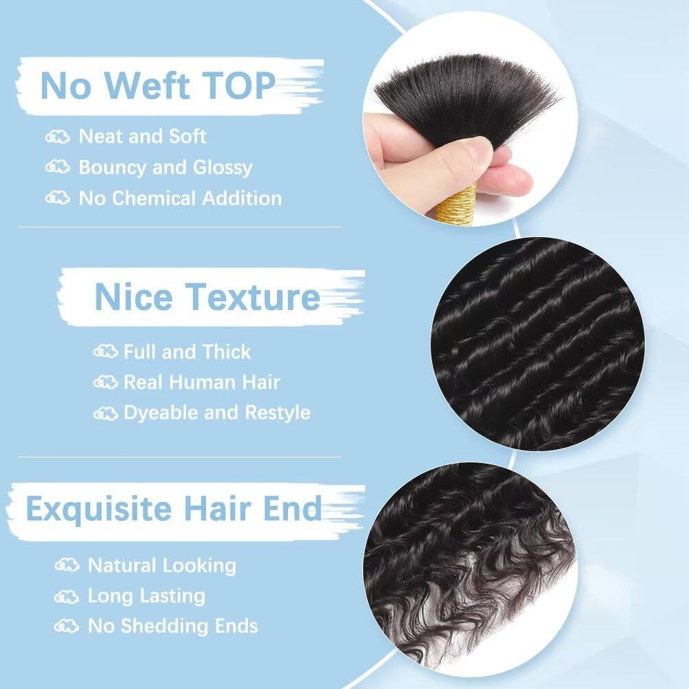 Deep Wave Human Braiding Hair 150g 6 Bundles 20 Inch for Boho Braids