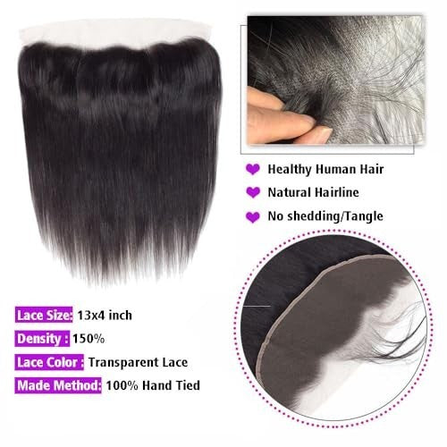 18-inch Brazilian Straight Human Hair Lace Frontal 13x4 HD Virgin Hair