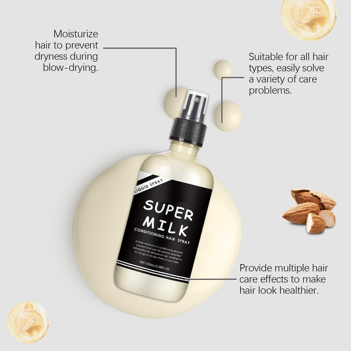 Leave-In Hair Conditioner Spray for Detangling & Moisturizing - 2 Pack