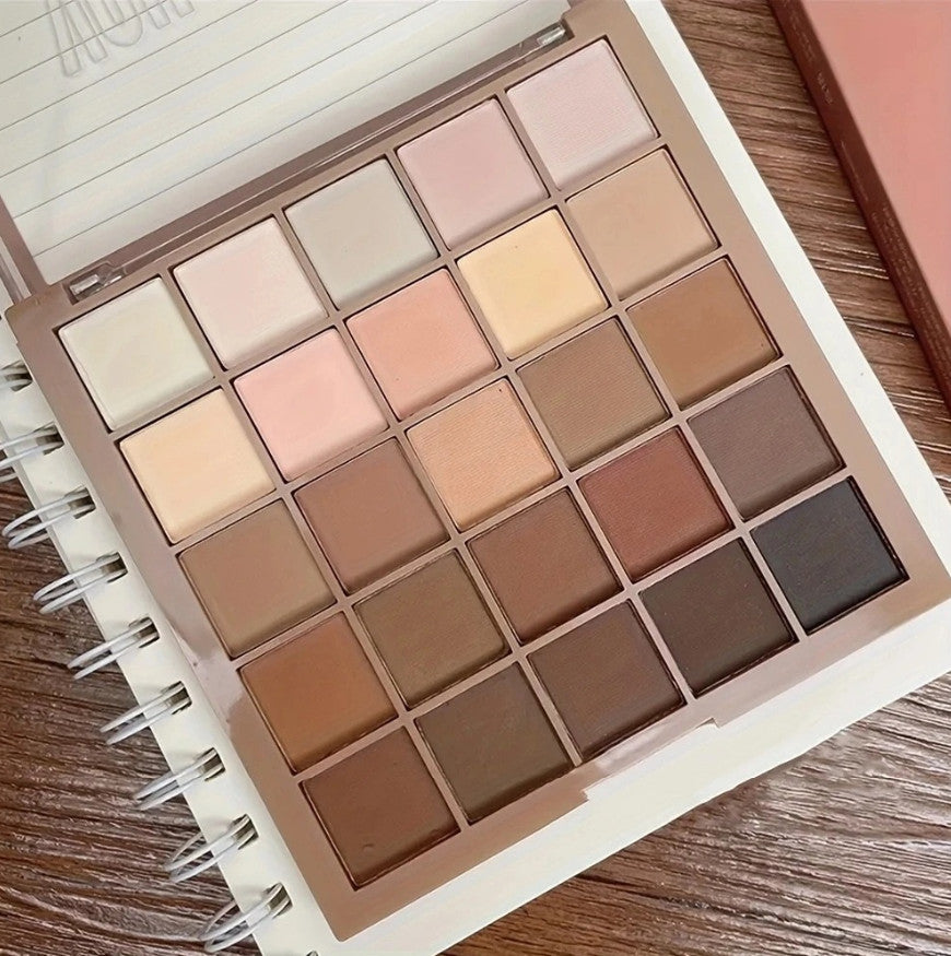 25 Color Eyeshadow Palette Neutral Brown Gray Makeup Set for Daily & Dramatic Looks