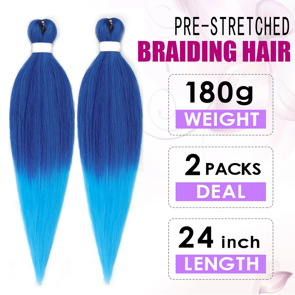 Pre-Stretched Colorful Synthetic Braiding Hair Extensions for Women