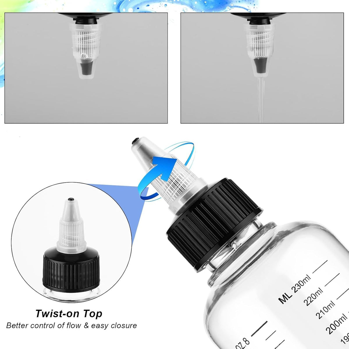 8.5oz Transparent Hair Dye Applicator Bottle with Graduated Scale – Leak-Proof, Professional-Grade Squeeze Bottle