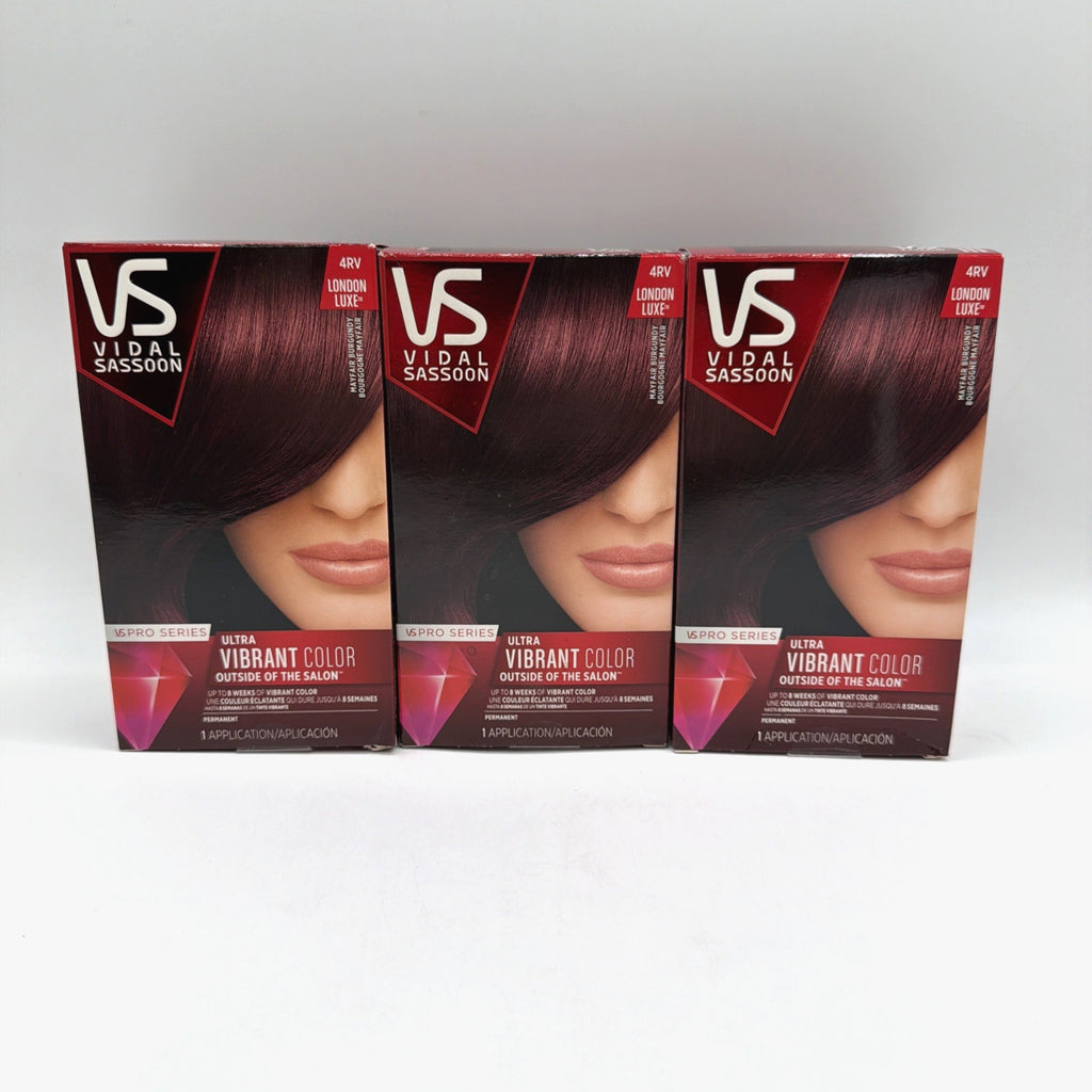 Vidal Sassoon Pro Series Ultra Vibrant Hair Color 4RV Mayfair Burgundy 3 Pack