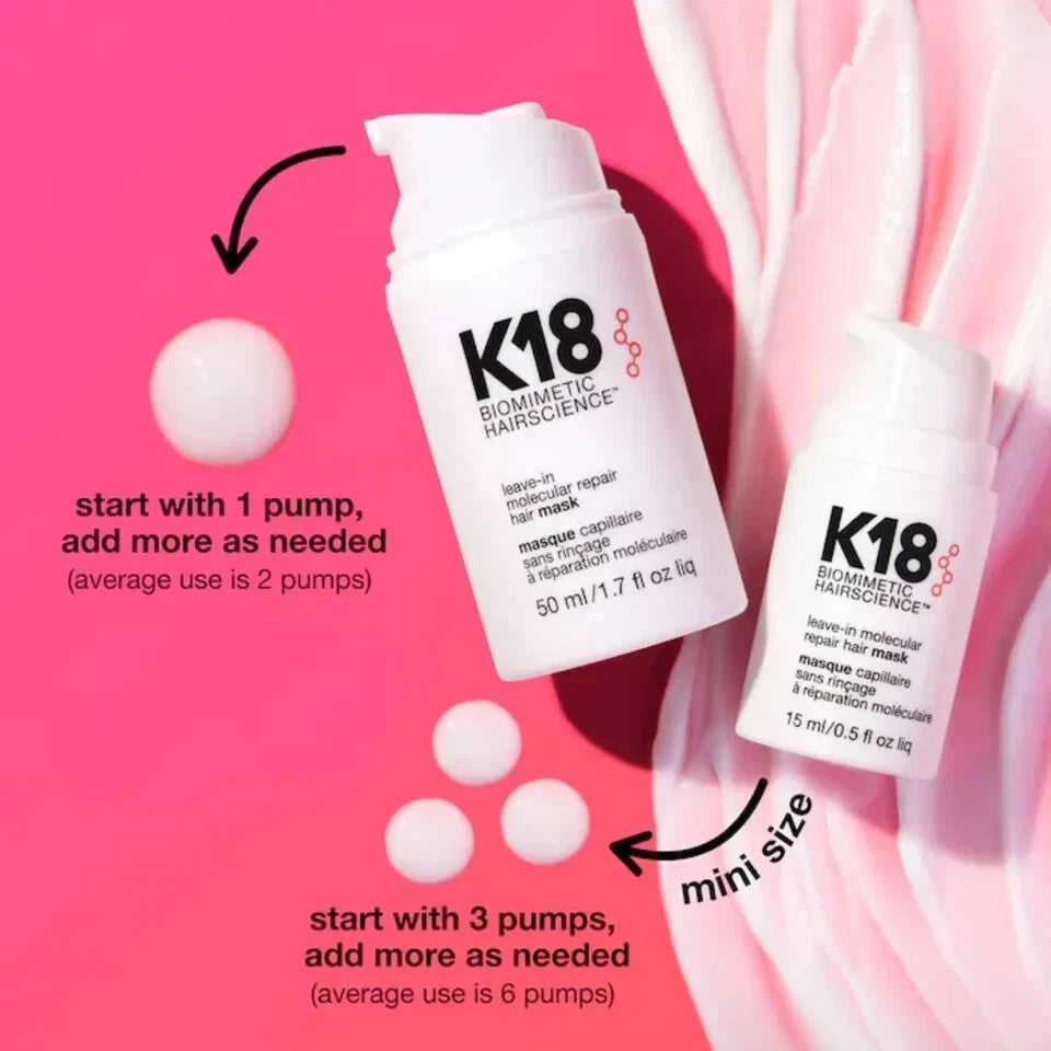 K18 Leave-In Molecular Hair Repair Mask 50ml Pack of 2 - Biomimetic Hair Science