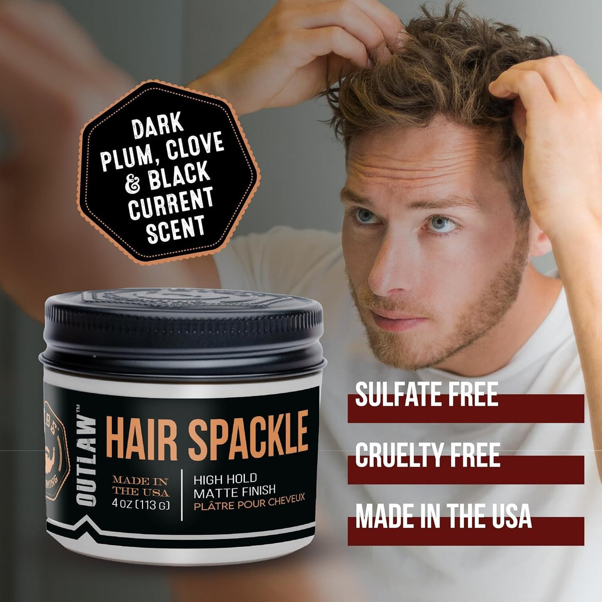 GIBS Outlaw Hair Spackle - High Hold Matte Finish 4 oz for Men