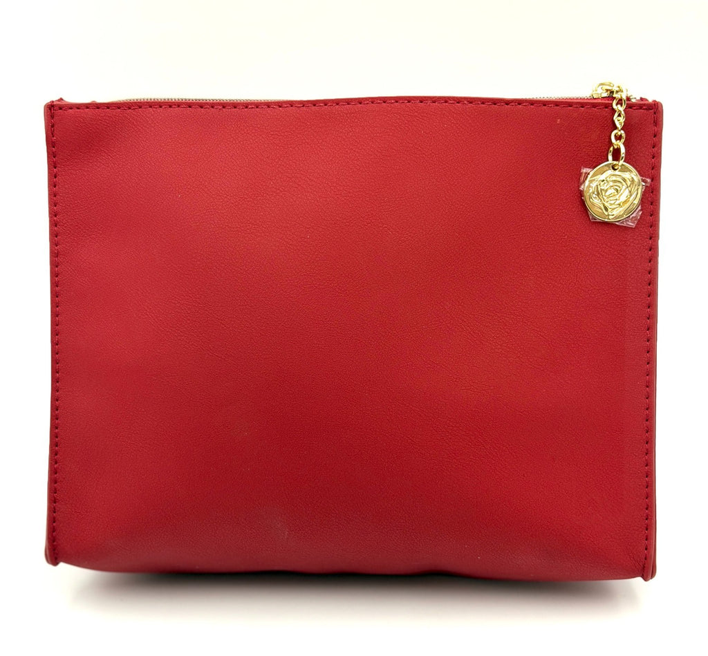 Red Faux Leather Dragon Cosmetic Makeup Bag with Zipper