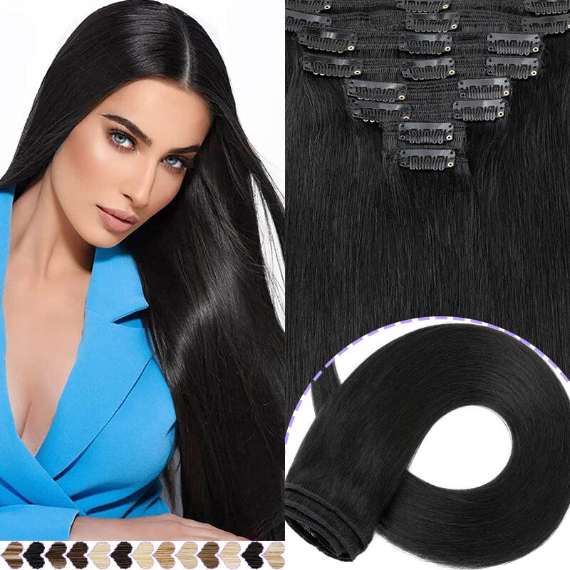 Thick Double Weft Clip-In Hair Extensions Full Head - Remy Human Hair
