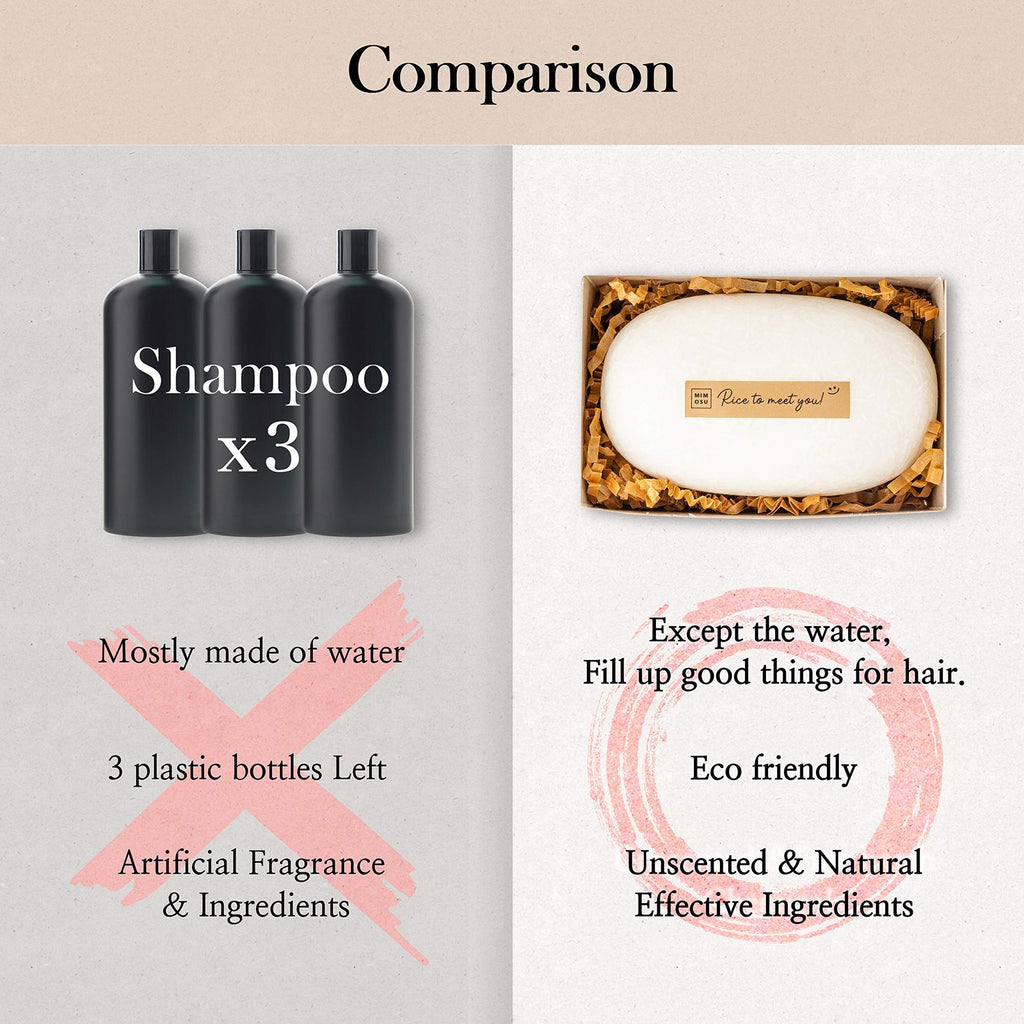 Fermented Rice Water Shampoo Bar 2-Pack - pH Balanced & Unscented Solid Hair Cleanser