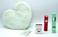 Makeup Bag with Lip Balm Mascara and Eyebrow Pomade - Plush Heart Design