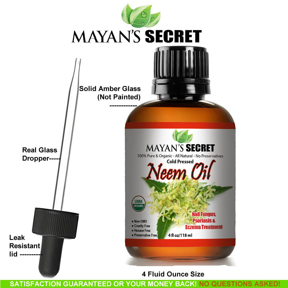 Organic Neem Oil for Hair & Skin - Cold Pressed & USDA Certified