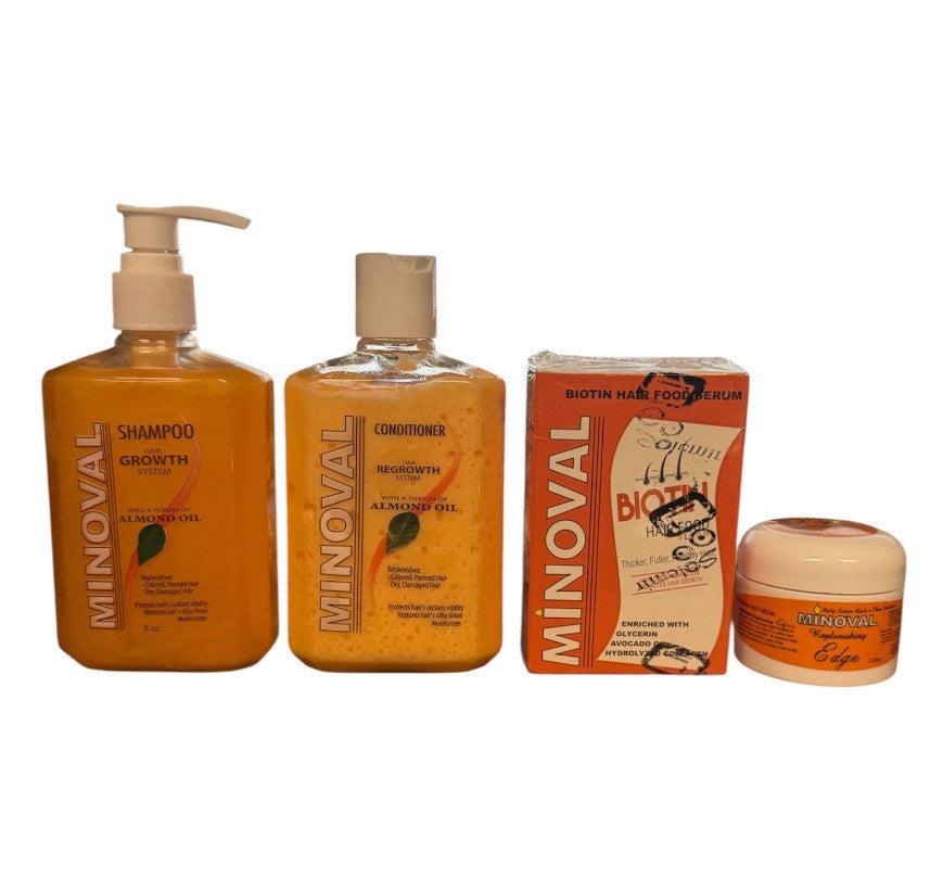 Minoval Hair Food Serum Dropper Set with Conditioner Shampoo & Edge Control