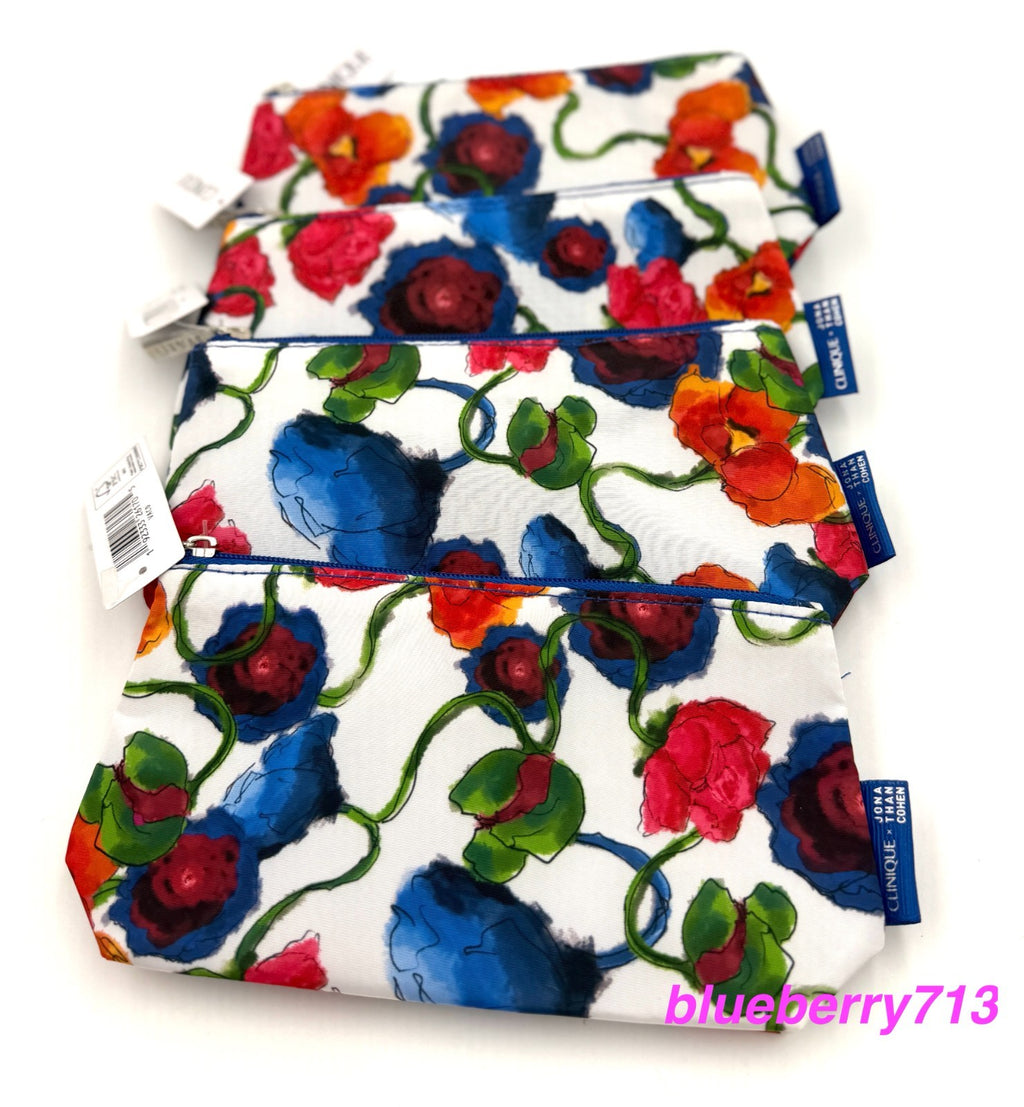 4 Small Flower Printed Cosmetic Makeup Bags - Clinique Jona Than Cohen