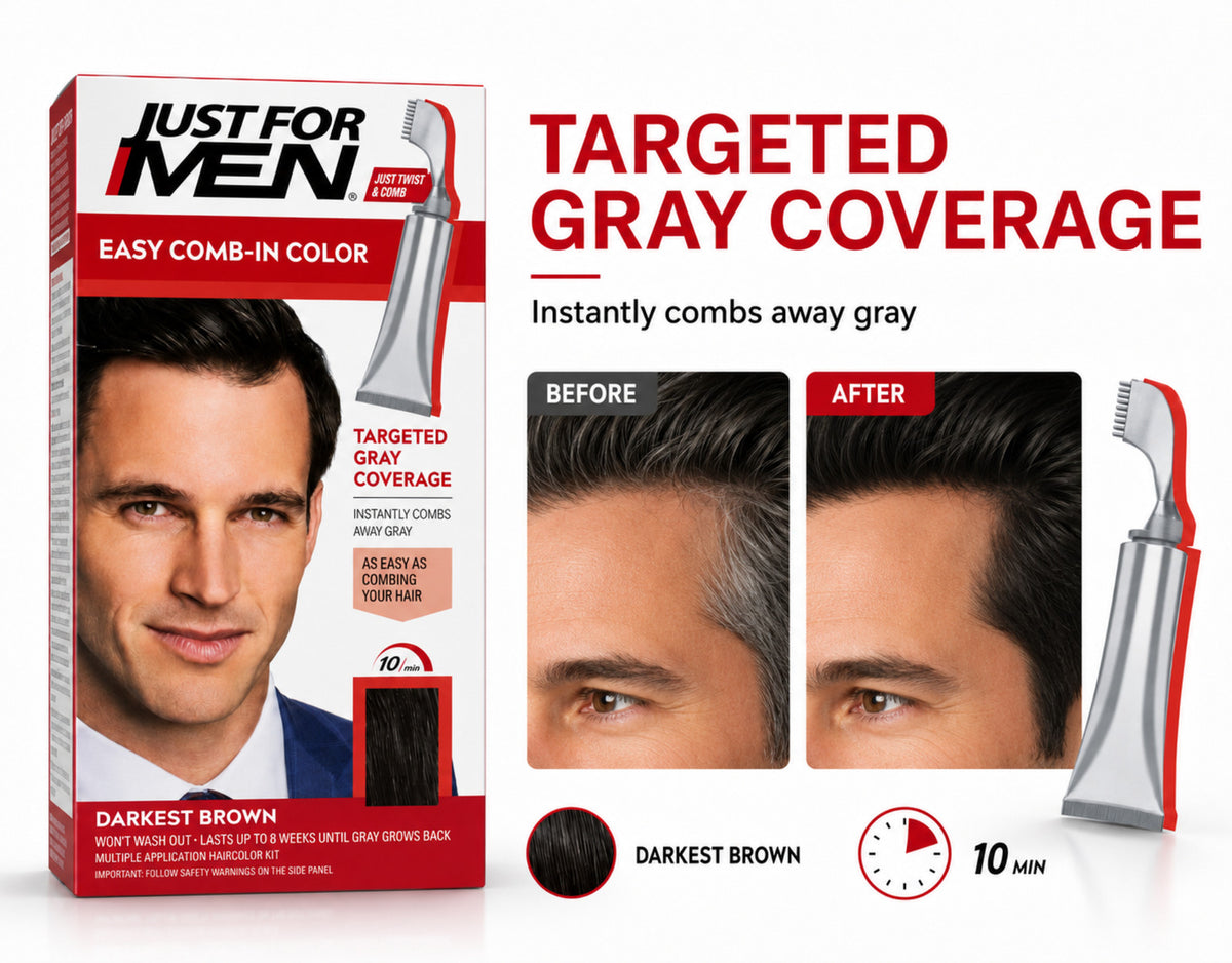 Just For Men Autostop Hair Color Darkest Brown 3-Pack - Easy Gray Coverage