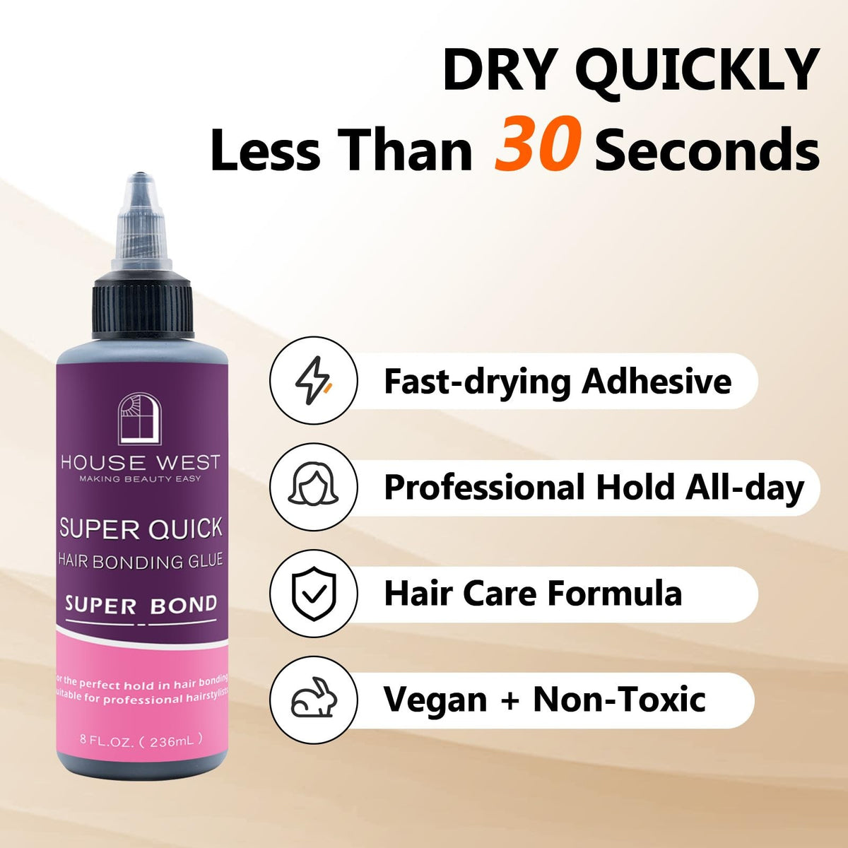 Professional Hair Bonding Glue for Quick Weaves - 8oz Fast Drying, Natural Latex Formula