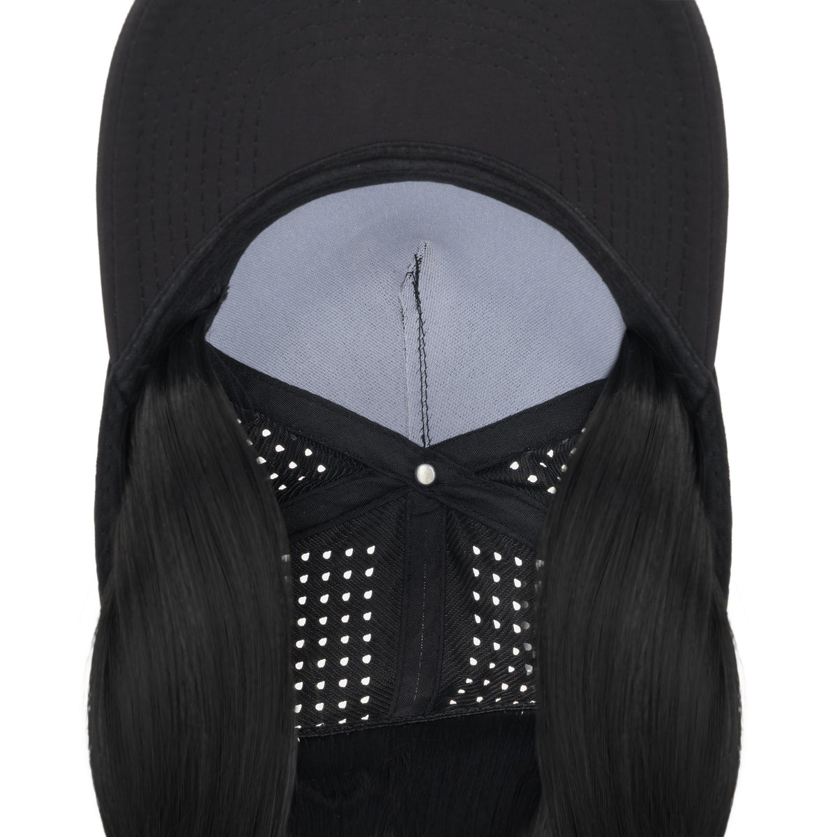 Quick Dry Baseball Cap with Attached Synthetic Hair for Women - Casual Summer Style