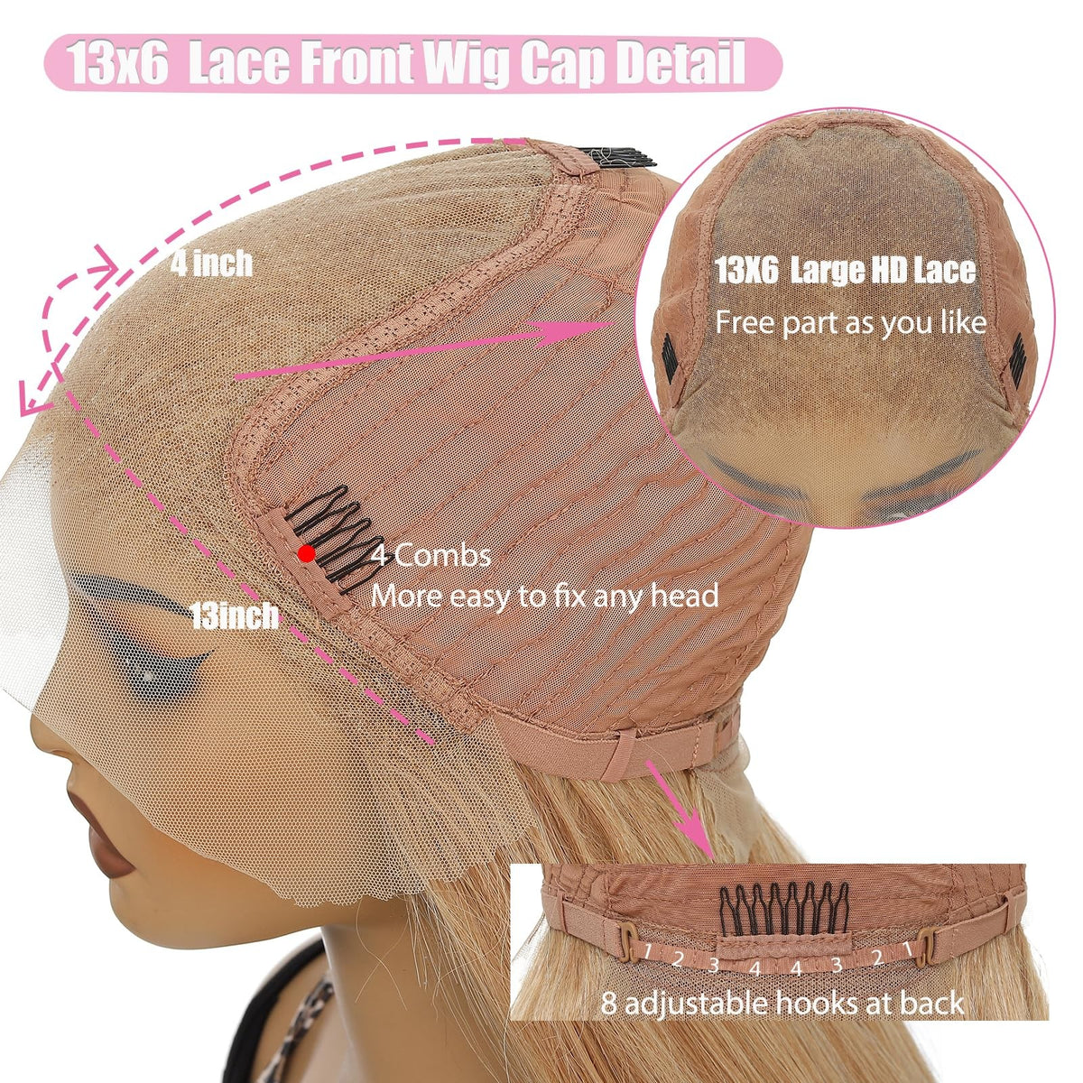 Long 30-Inch Honey Blonde Balayage Lace Front Wig with Pre-Layered Style