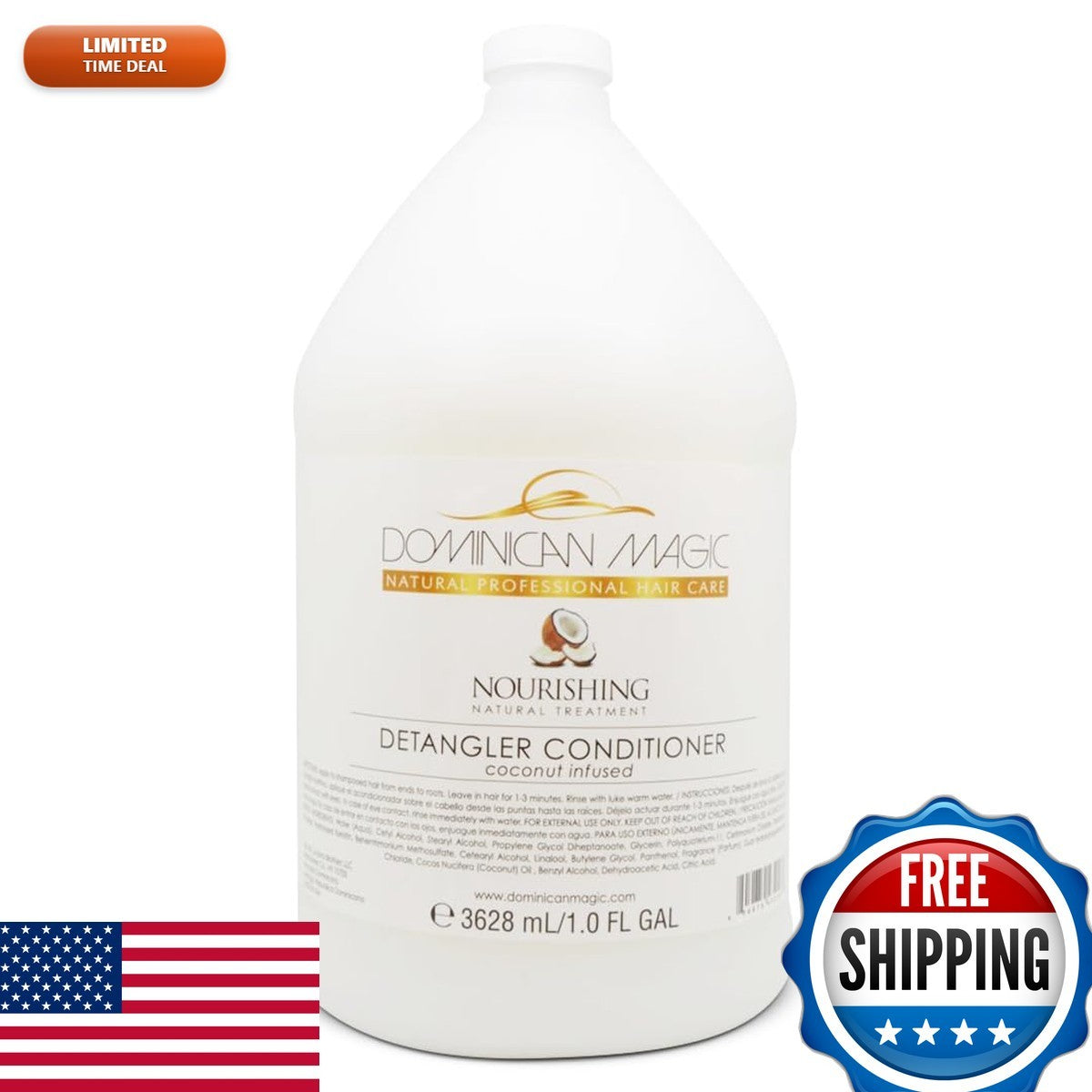 Coconut Detangler Conditioner Gallon - Deep Hydrating Hair Care for Dry & Curly Hair