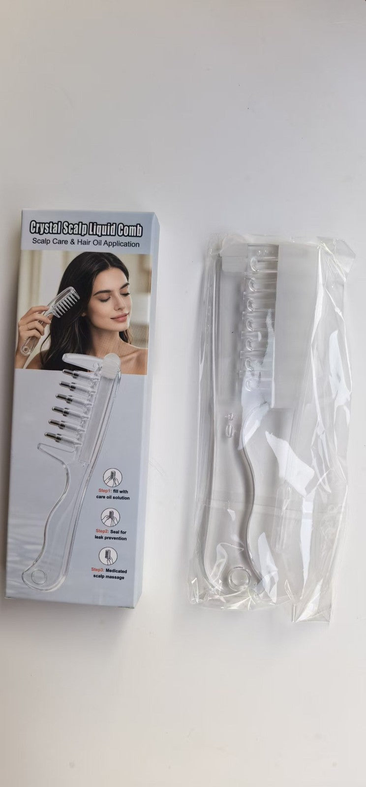 Hair Growth Scalp Oil Applicator Comb with Roller Ball Reusable Liquid Dispenser