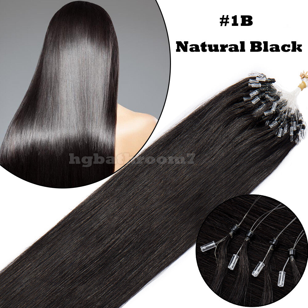 Human Hair Micro Ring Extensions Loop Tip - Remy Silky Straight Hair