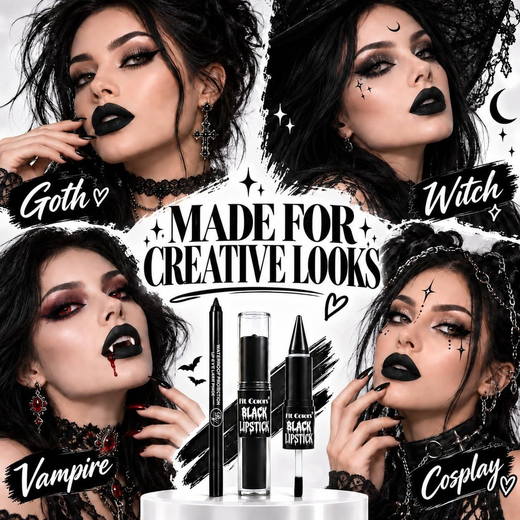Black Liquid Lipstick & Lip Liner 2-in-1 Set - Waterproof Matte Finish