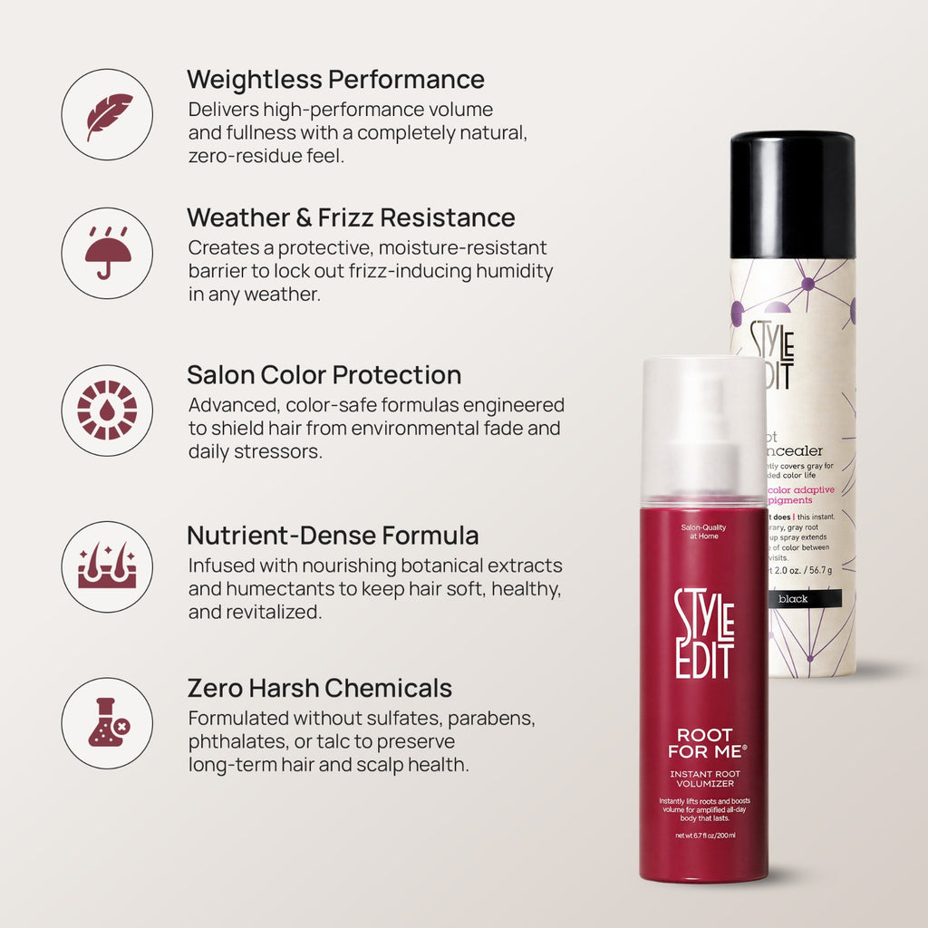 Root Concealer & Volumizing Spray Bundle for Gray Cover & Fuller Hair