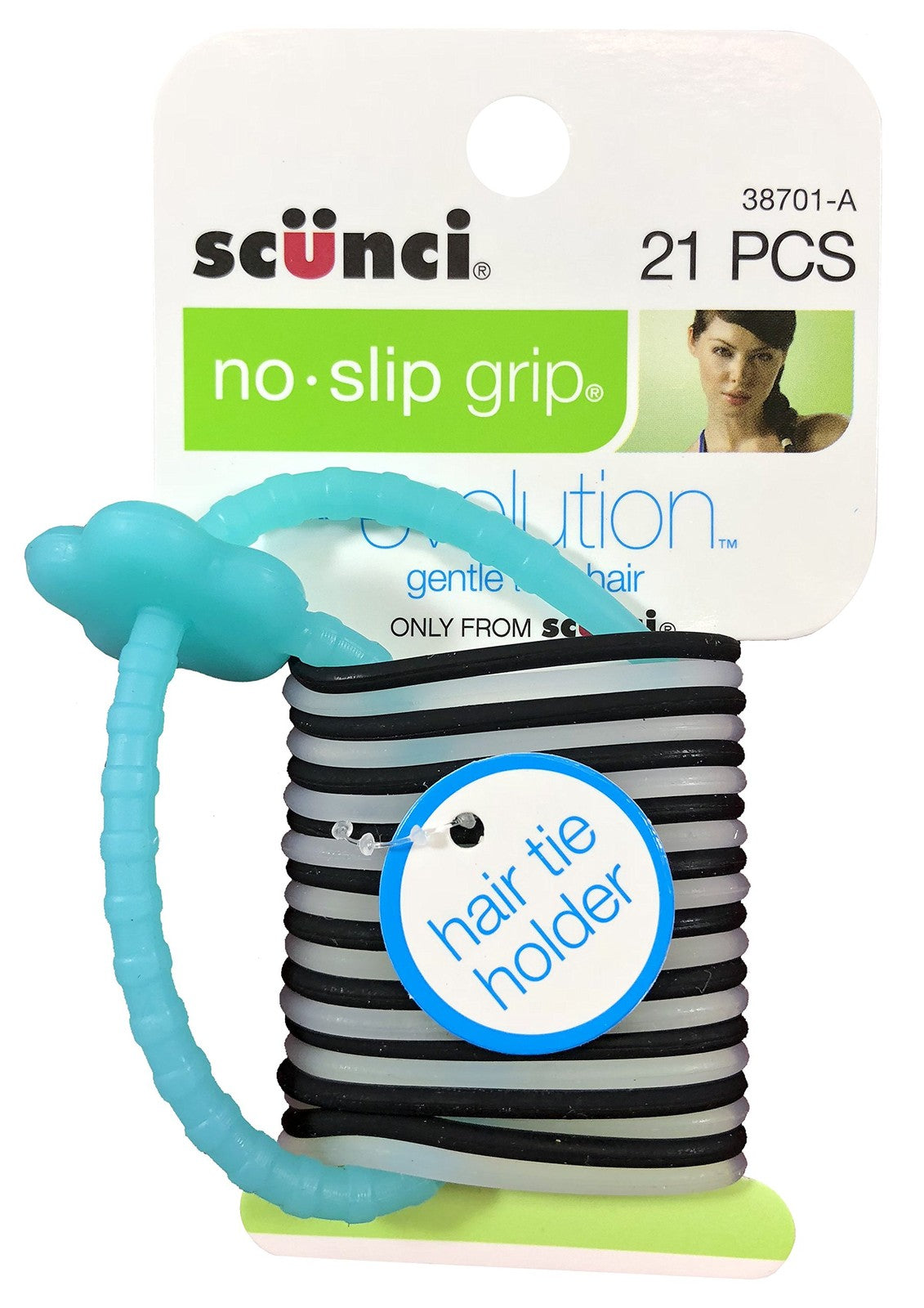 No-Slip Grip Hair Ties with Holder - 21 Pieces Ponytail Elastics