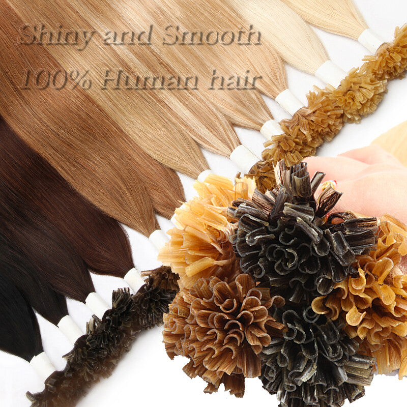 Keratin Bonded Hair Extensions 100% Human Remy Full Head Thick Hair - Multiple Colors & Lengths