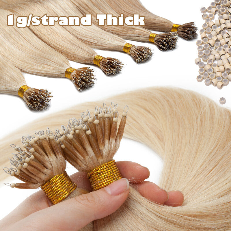 Nano Ring Hair Extensions Human Hair Micro Loop Beads 100% Remy Hair