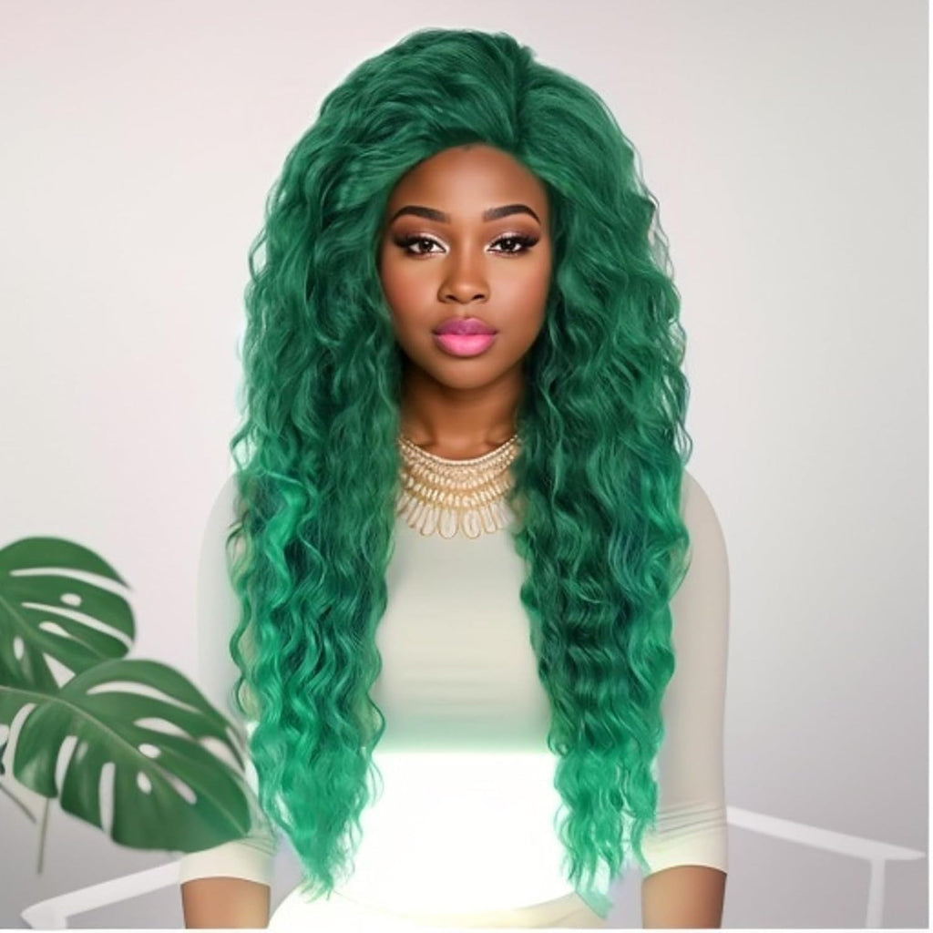 Long Curly Green Costume Wig for Women - St Patrick's Day Cosplay