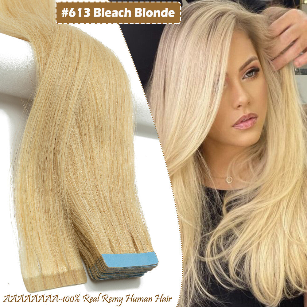 60PCS Tape-In Human Hair Extensions Skin Weft Straight 150g - Thick & Natural