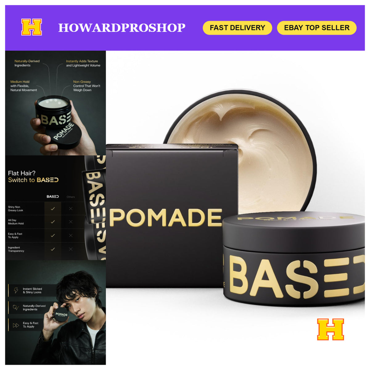 Medium Hold Hair Pomade for Men with Natural Shine & Nourishing Ingredients