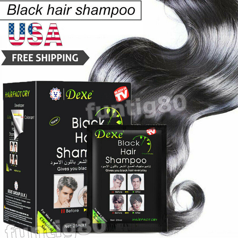 Instant Black Hair Dye Shampoo 10Pcs Nourishing Herbal Hair Color Treatment