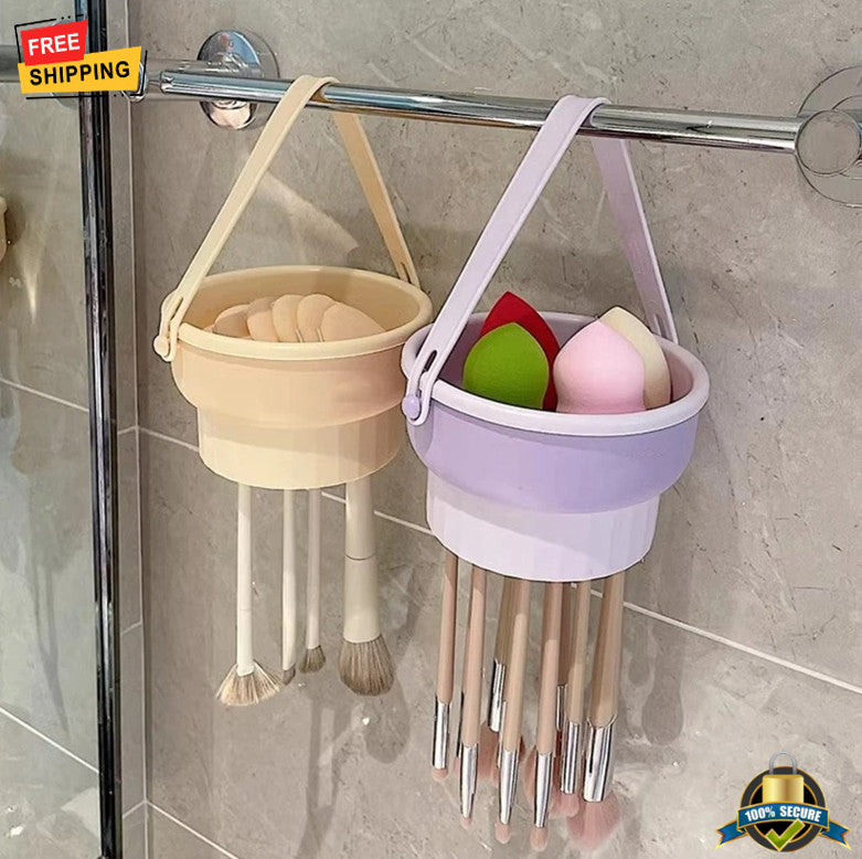Silicone Makeup Brush Cleaning Bowl & Drying Tool - Portable & Reusable