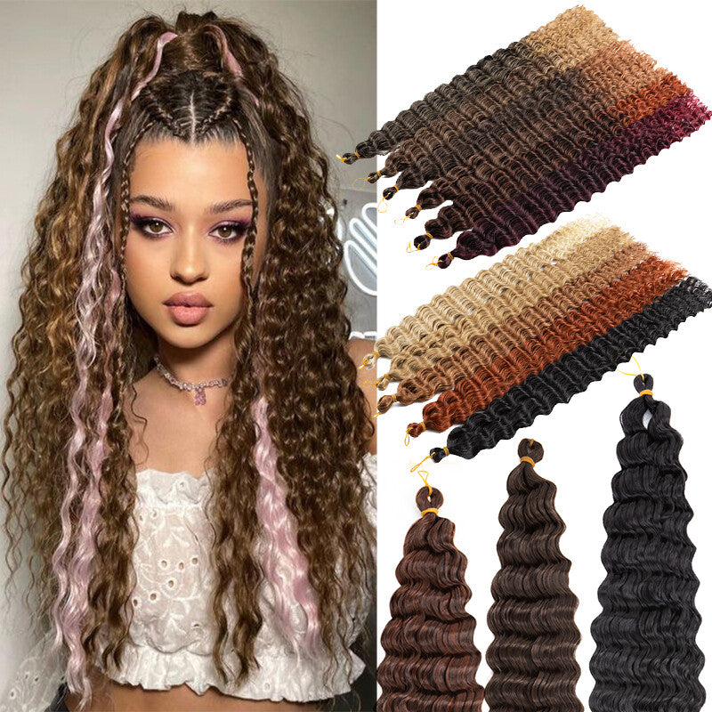 Water Wave Crochet Hair Extensions Afro Curly Braiding Hair Synthetic Braid