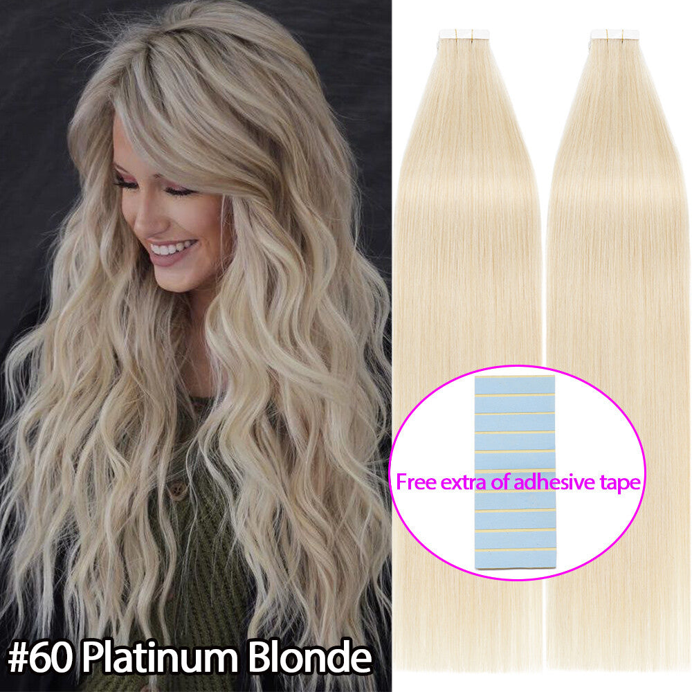 Russian Tape-In Human Hair Extensions - 100% Remy Body Wave, Multiple Colors & Lengths