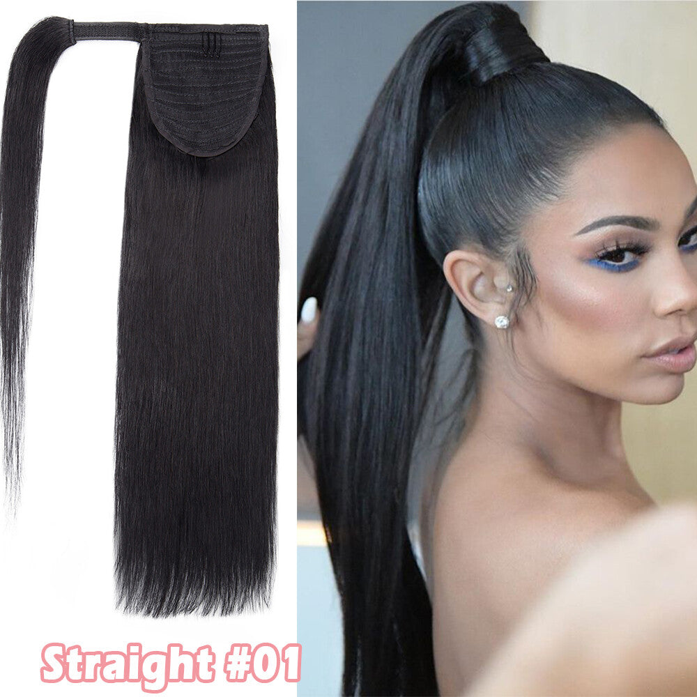Claw Clip Ponytail Extensions - Real Human Hair, Wavy, Multiple Colors & Lengths