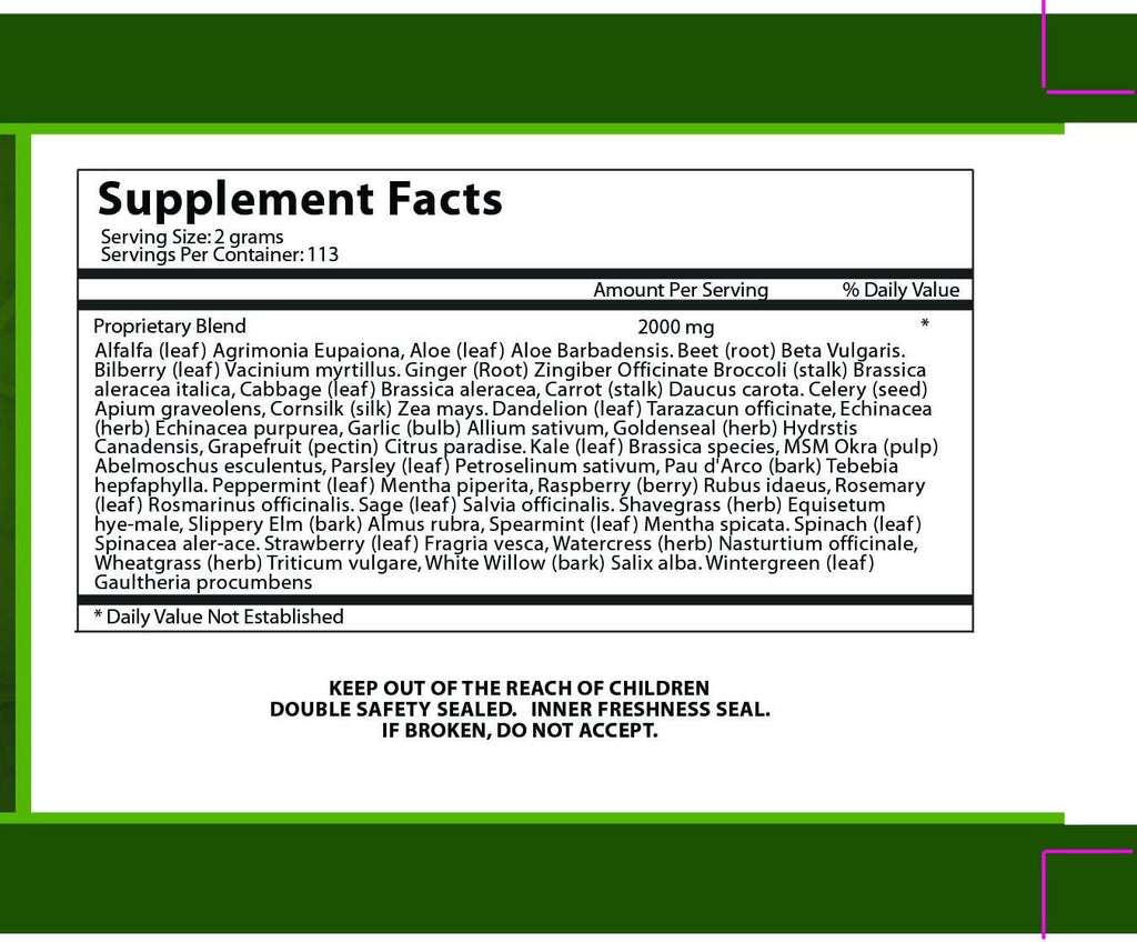 Vegan Superfood Greens Powder with MSM | Natural Vegetable