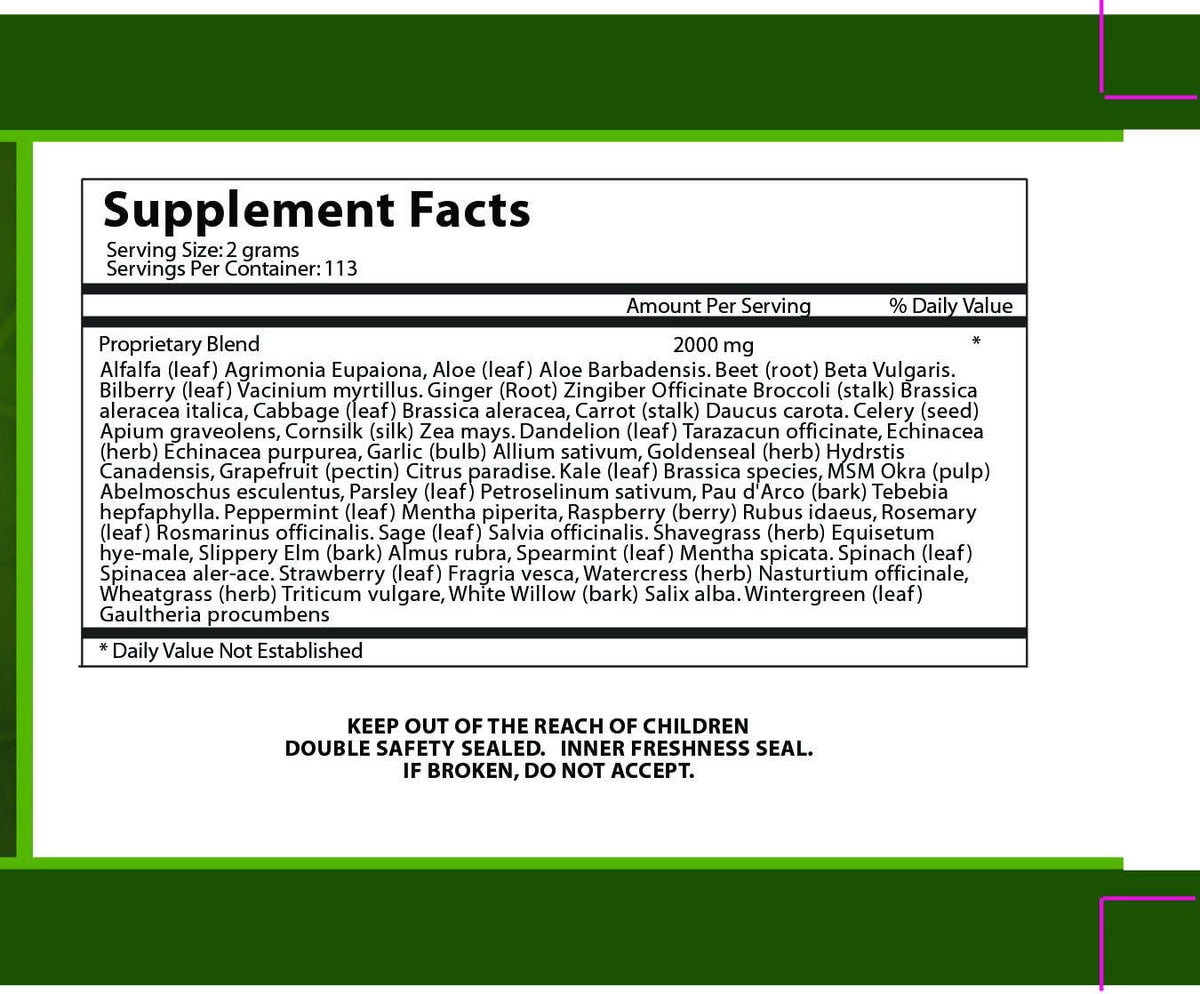 Vegan Superfood Greens Powder with MSM | Natural Vegetable