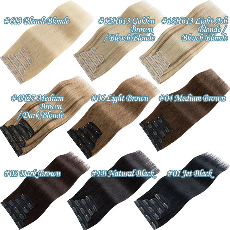 Thick Double Weft Clip-In Hair Extensions Full Head - Remy Human Hair