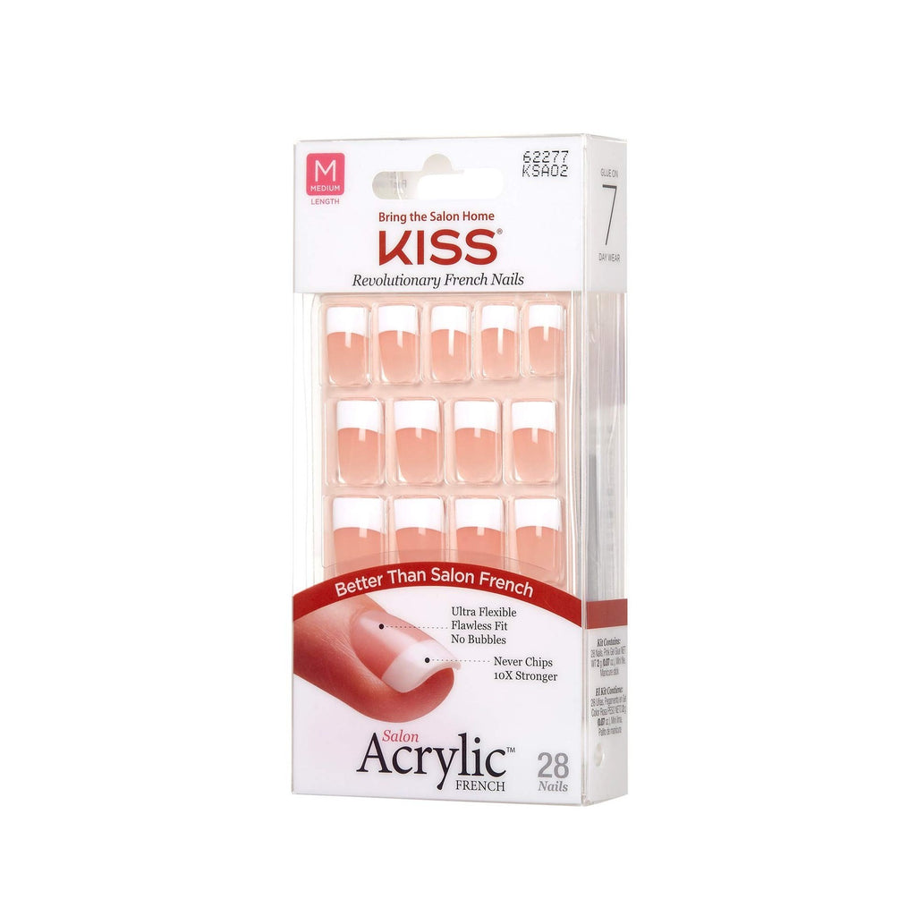 French Nail Kit - Sugar Rush Medium Acrylic Nails 2 Pack for Salon+At-Home Use